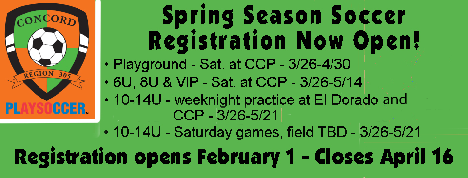Spring Soccer Registration Information